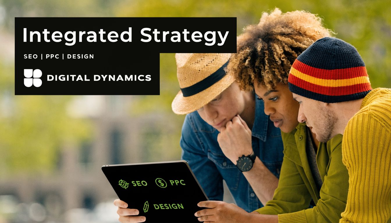 A diverse team collaborating on digital marketing strategy using a tablet outdoors in a park.